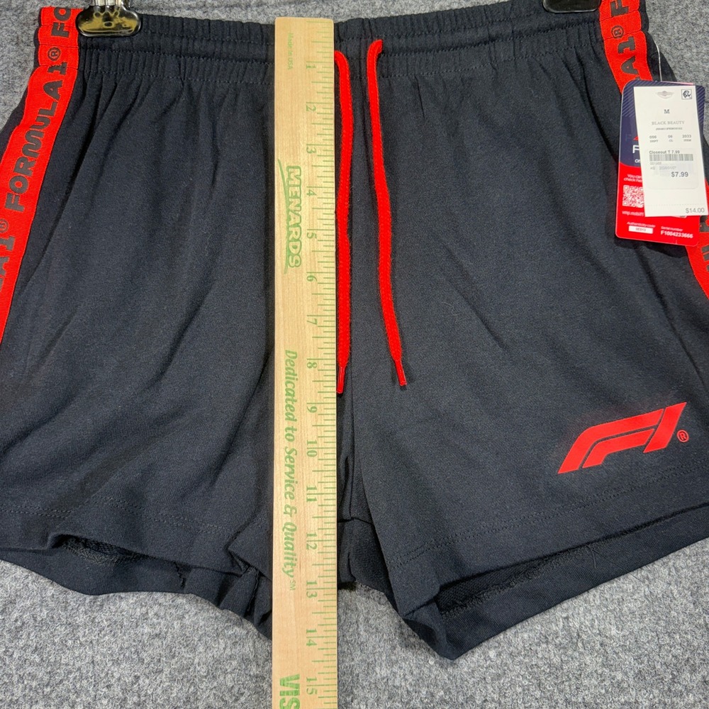 Formula 1 Hybrid Athletic Shorts Mens Medium Black Red Side Tape Athletic - Picture 8 of 10